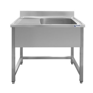 <strong>MCS1-54 Single-basin stainless steel sink with foot connection, cover, dripper and adjustable feet</strong>