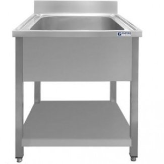 <strong>M1-55P Single-basin stainless steel sink with foot connection, cover, lower shelf and adjustable feet</strong>