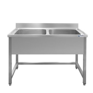 <strong>M2-45 Double-basin stainless steel sink with foot connector, cover and adjustable feet</strong>