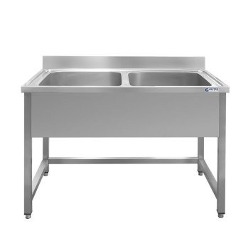 <strong>M2-55 Double-basin stainless steel sink with foot connector, cover and adjustable feet</strong>
