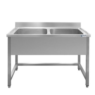 <strong>M2-44 Double-basin stainless steel sink with foot connector, cover and adjustable feet</strong>