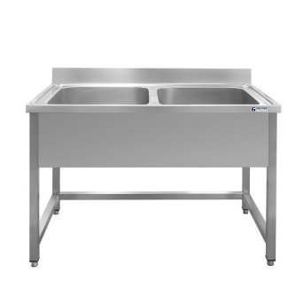 <strong>M2-56 Double-basin stainless steel sink with foot connector, cover and adjustable feet</strong>
