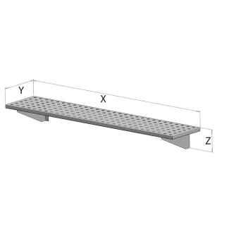 <strong>FP 060-01-030 Gasztrometál stainless steel, perforated single wall shelf</strong>