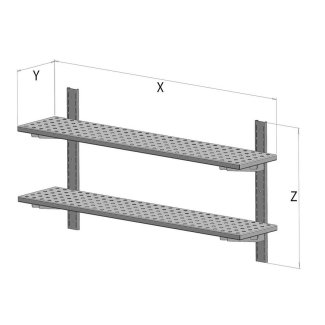 <strong>FP2 100-01-030 Gasztrometál stainless steel, perforated double wall shelf</strong>