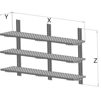 <strong>FP3 060-01-030 Gasztrometál stainless steel, perforated triple wall shelf</strong>