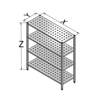 <strong>82 T 105 Gasztrometál stainless steel, perforated storage rack, 4 shelves</strong>