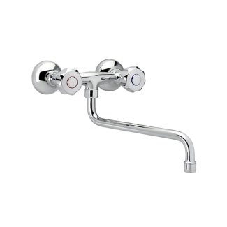 <strong>RUB00403303 Wall-mount two-button mixer tap with lower spout</strong>